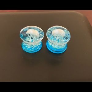 1/2 inch Glass Jelly Fish Ear Plugs Earrings